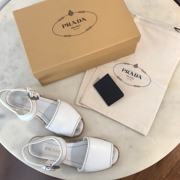 Prada Shoes - PRADA - White Leather Espadrilles